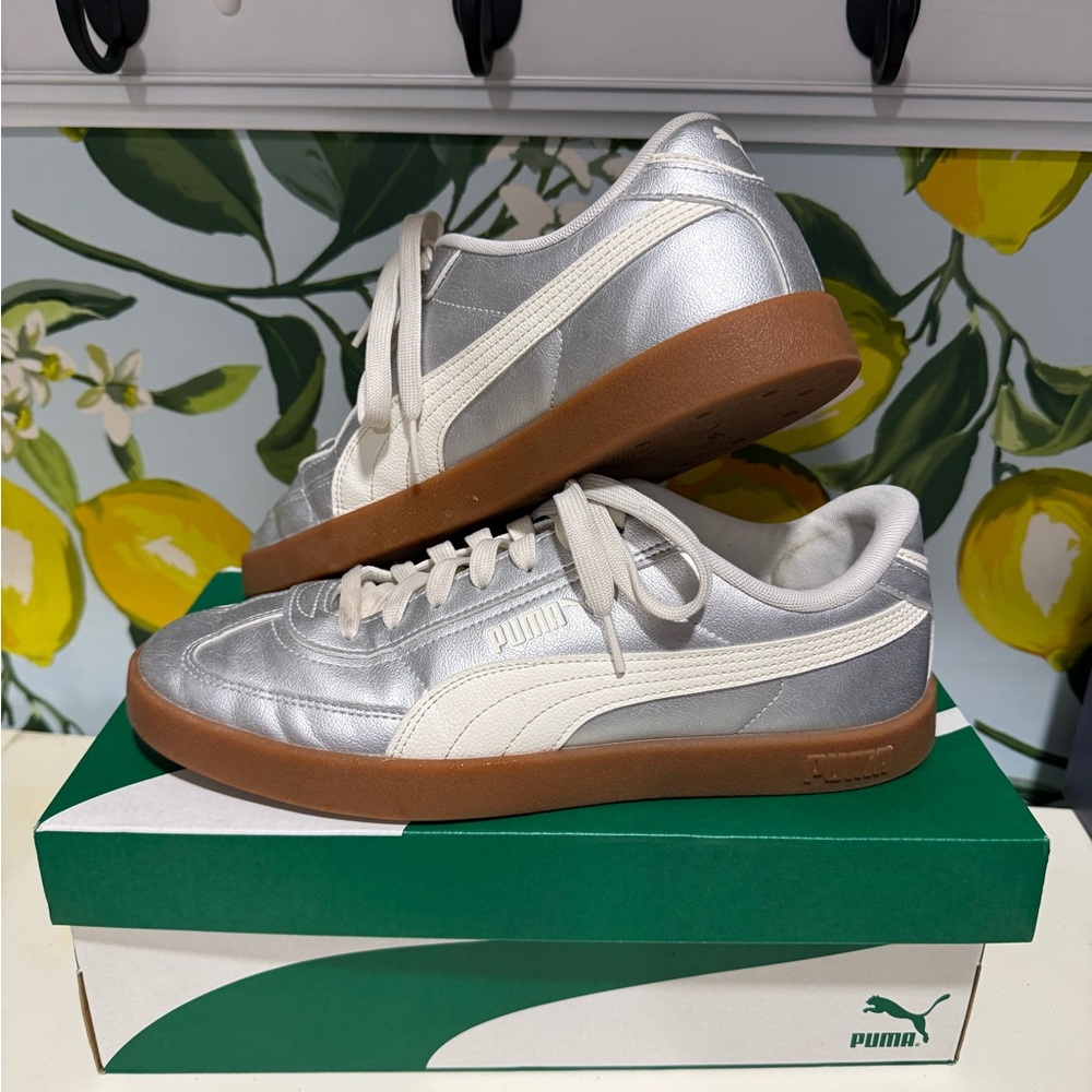 Puma Metallic Silver Sneakers with Brown Sole - Picture 3 of 3